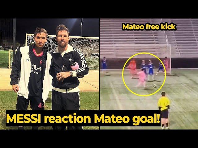 Messi enjoys Mateo match with Inter Miami, look his reaction after Mateo scored freekick goal...