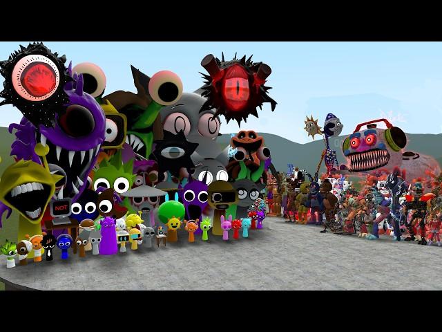 ALL SPRUNKI PHASES VS ALL FNAF 1-10 ANIMATRONICS In Garry's Mod!