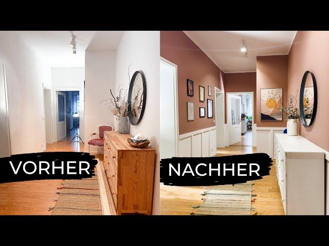 EXTREME FLUR MAKEOVER! | Flur gemütlich gestalten und dekorieren | DIY Holzpaneel  - Wände streichen