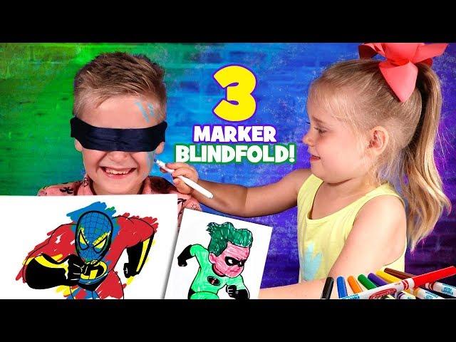 Little Flash and Ava play 3 Marker Challenge:Blindfolded Edition!