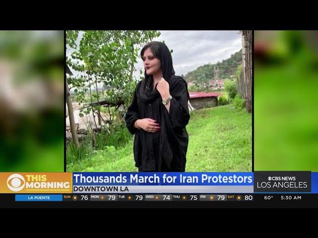 Thousands gathered in downtown LA in solidarity with protesters in Iran following Masha Amina death