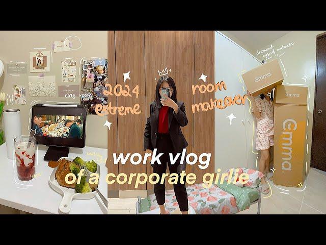 vlog | 9-5 office life + extreme small room makeover 2024 of a corporate girlie weyatoons