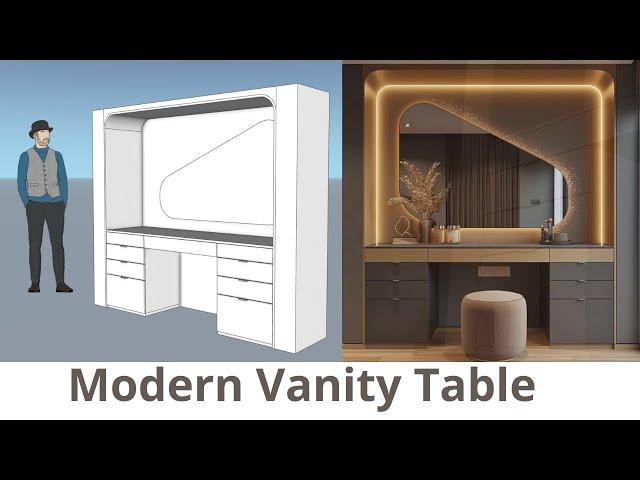 SketchUp Design: Modern Vanity Table Tutorial (Step-by-Step)