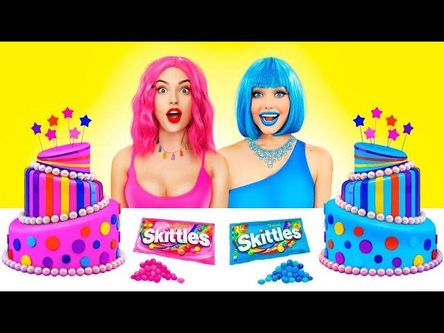 Pink VS Blue Cake Decorating Challenge | Best One Colored Dessert Decorating Ideas by RATATA YUMMY