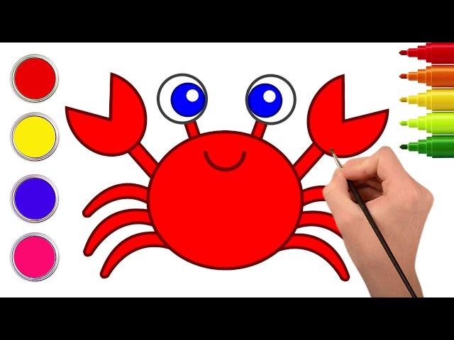 How to Draw a Crab Easy | Drawing, Painting, and Coloring for Kids & Toddlers | Chiki Doodle