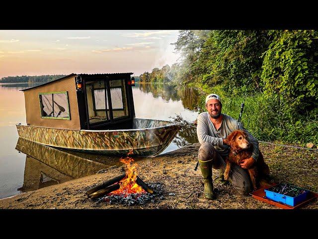 OVERNIGHT IN MY BOAT CAMPER on a Remote Beach!