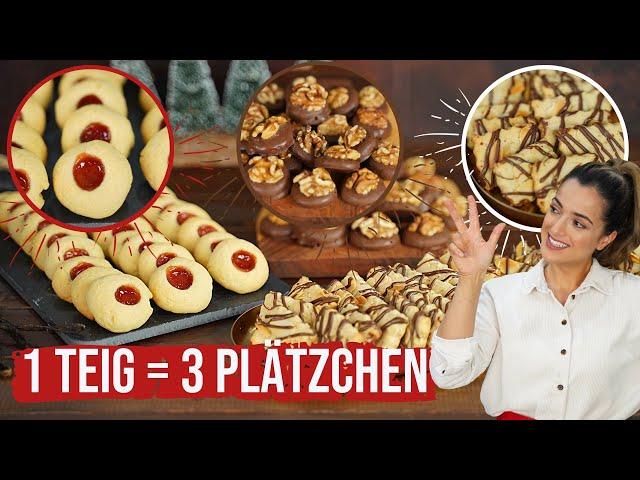 1 Teig - 3 Plätzchen / lecker, einfach und schnell verschiedene Kekse backen /Plätzchenteller