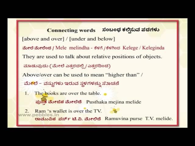 Learn kannada Through English - Lesson 16- spoken kannada - Connecting Words