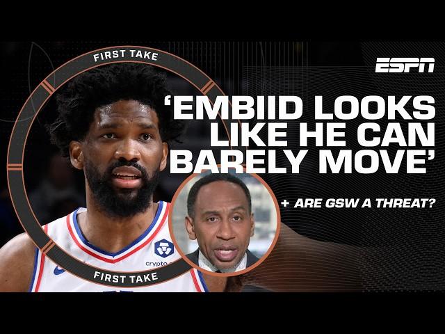 'JOEL EMBIID CAN BARELY MOVE' - Stephen A. says Embiid should sit out the season | First Take
