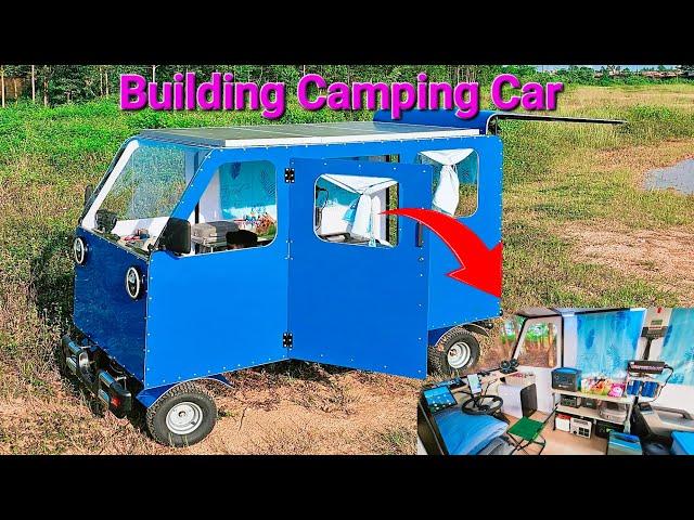 Building A Camper Car Mini with Portable Air Conditioner, Fridge, Solar, 150Ah 60V battery