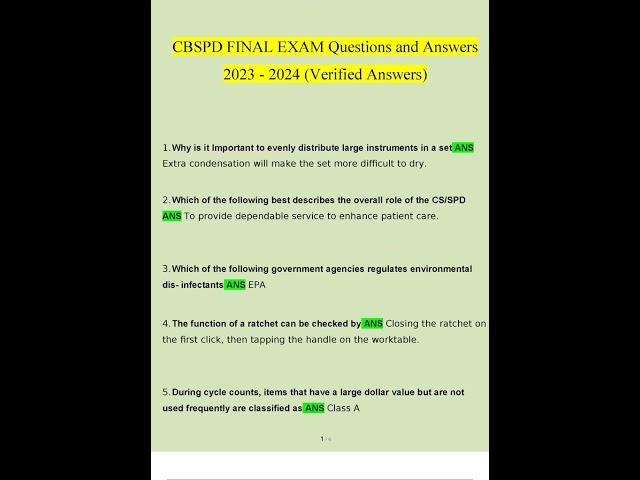 CBSPD FINAL EXAM Questions and Answers 2023   2024 Verified Answers by Expert