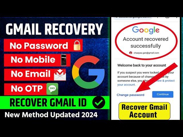 How to recover gmail account 2024 || Gmail account recovey kaise kare bina password , number email