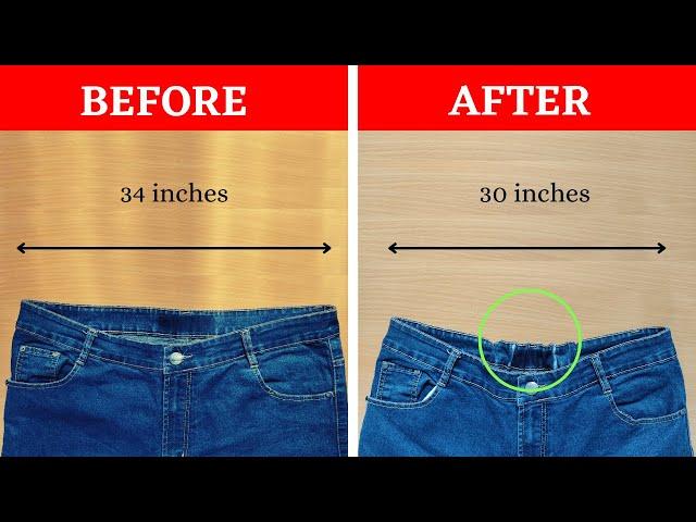 How to resize Jeans waist with elastic