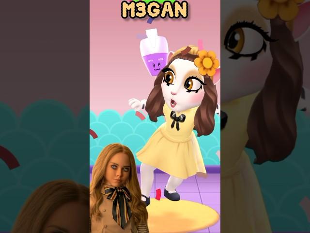 m3gan vs Wednesday Vs my Talking Angela 2 #wednesday #cosplay #netflix #doll #model #m3gan #shorts