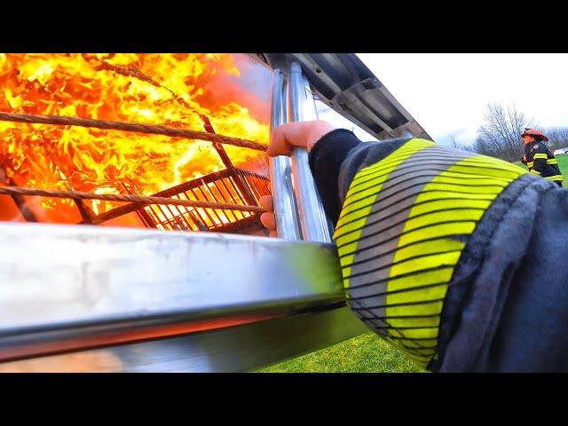 Apartment Arson Fire with Victim Engineer Helmet Cam POV (Part 1)