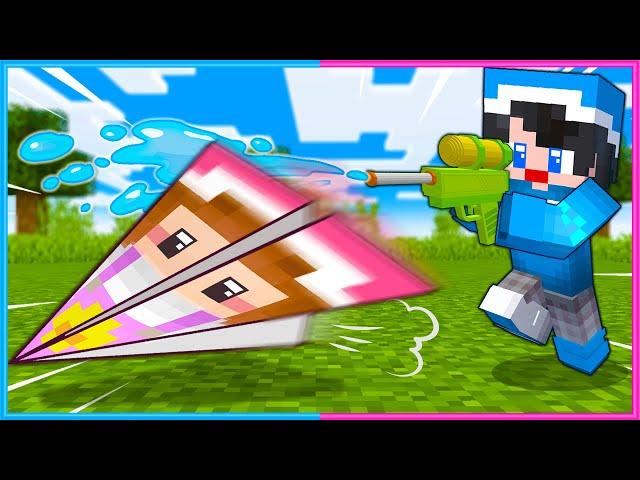 紙飛行機vs水鉄砲でマインクラフト【 マイクラ / Minecraft  】