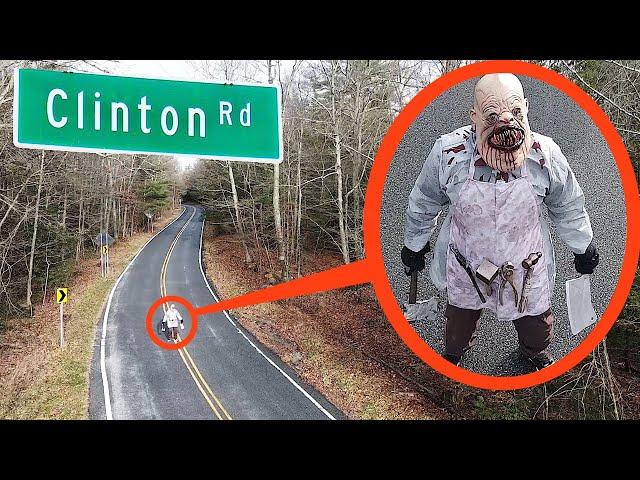 when your drone see's this on Haunted Clinton Road DO NOT try to pass him! Drive away FAST!