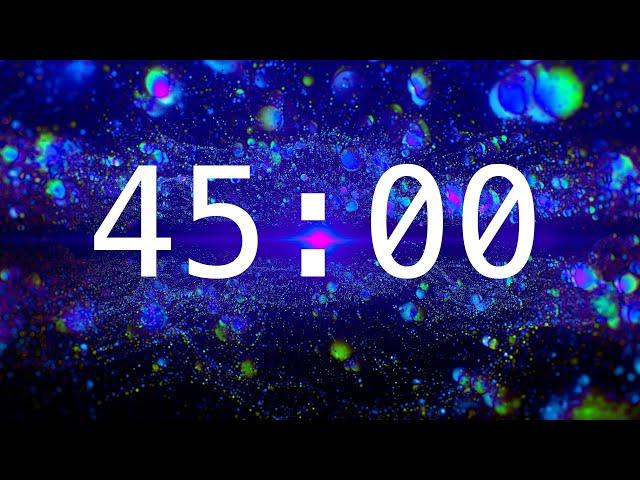 45 Minute Countdown Timer with Alarm | Colorful Abstract Spheres | Calming Music | Classrooms.