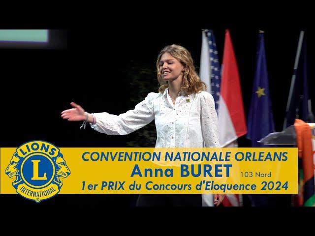 Anna BURET -  1er Prix du Concours d'Eloquence 2024 du Lions Club de France