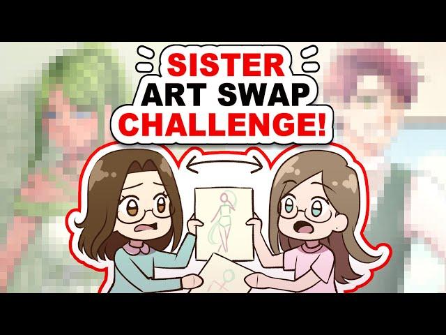 Creating Art with My Sister, but We Keep Swapping Drawings! | Art Swap Challenge!