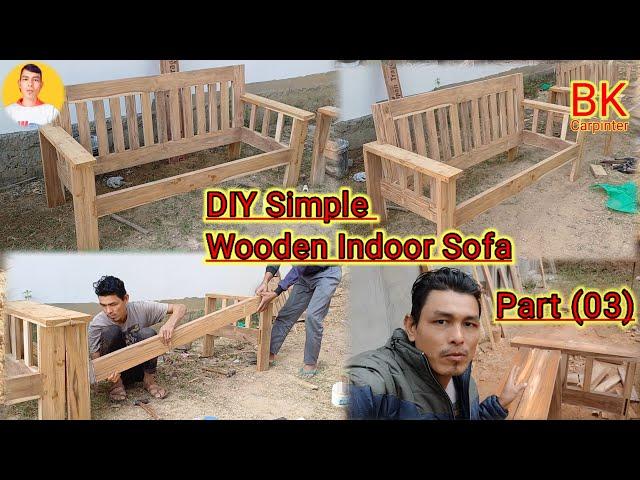 Diy Simple wooden indoor sofa ||Teak wood Sofa assemble @bkcarpenter