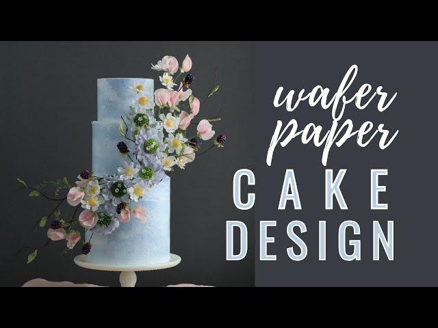 Covering cake in wafer paper wrap | Modern Cake Design Tutorial | Florea Cakes