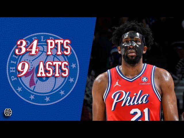 Joel Embiid 34 pts 9 asts vs Hornets 24/25 season