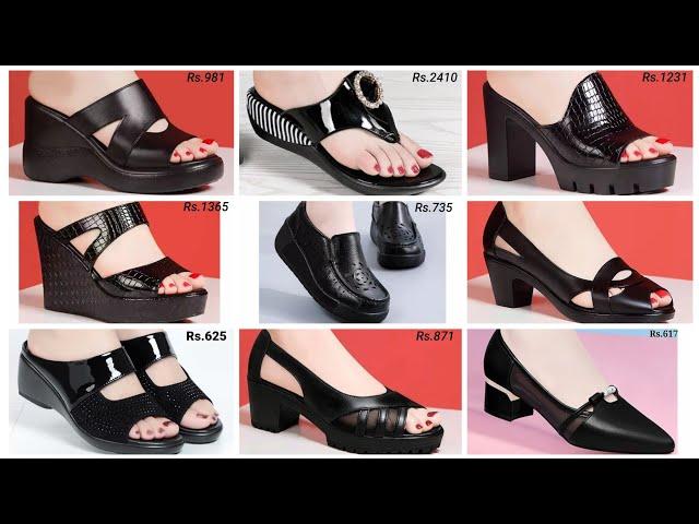 BLACK  COMFORTABLE STYLISH FOOTWEAR FOR WOMEN | BLACK SANDALS SHOES SLIPPERS