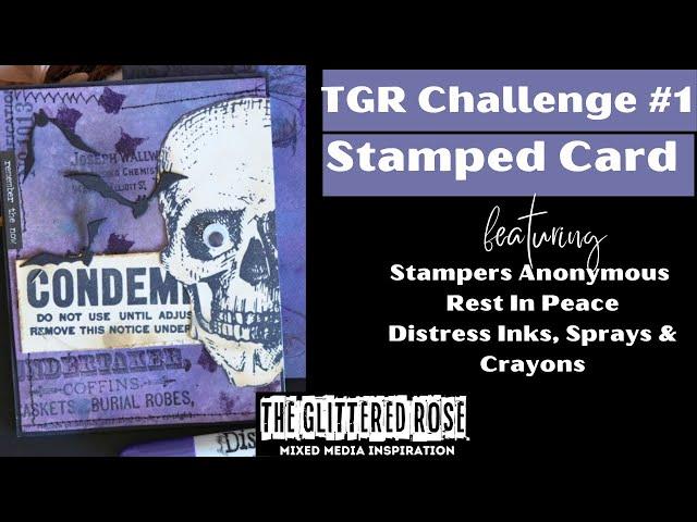 TGR August 24 Challenge - Purple. Halloween Stamped Card & Mail Art Envelope Feat Stampers Anonymous