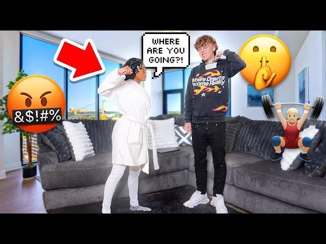 GOING TO THE GYM FULLY DRESSED PRANK ON MY GIRLFRIEND! *SHE LEFT*