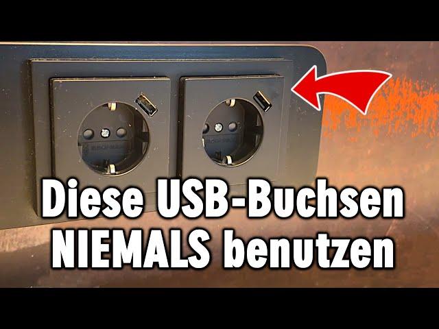 Diese öffentlichen USB-Buchsen NIE verwenden !! Unbekannte USB-Kabel auch nicht!