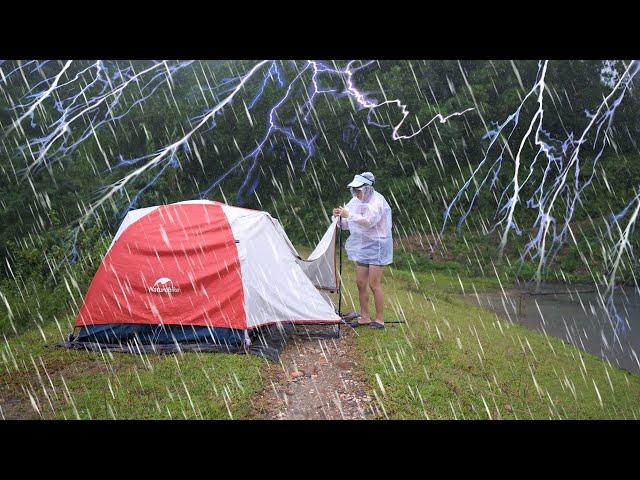 Solo camping in heavy rain, Full video7 days camping in storm and tempest, relax
