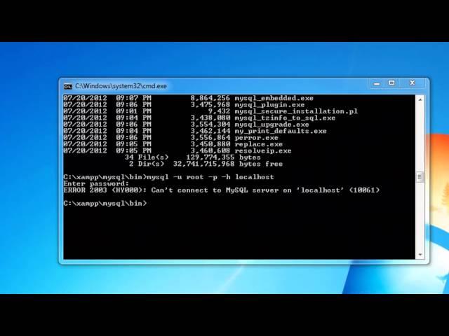 How to connect to Mysql database through windows command line (cmd)!