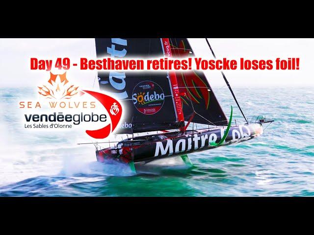 Seawolves Vendeeglobe 2024 report 49 - Yannick Besthaven retires! Isabelle Yoscke loses foil!