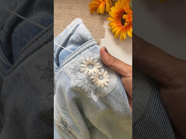 Flower Embroidery on Jeans with Stick & Stitch Sticker