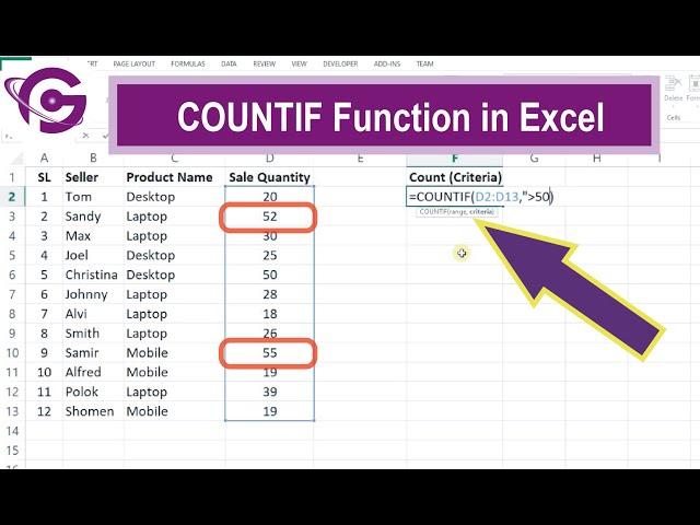 How to use COUNTIF function in Excel Easily