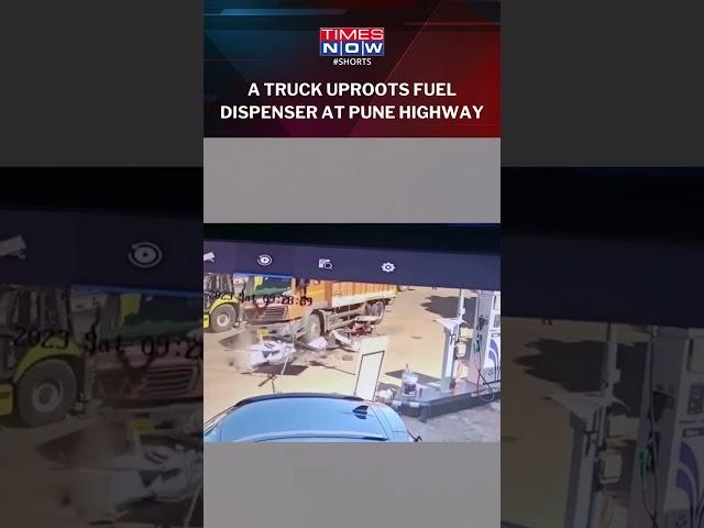 Watch! A Truck Loses Control At A Petrol Pump On Pune Highway #shorts