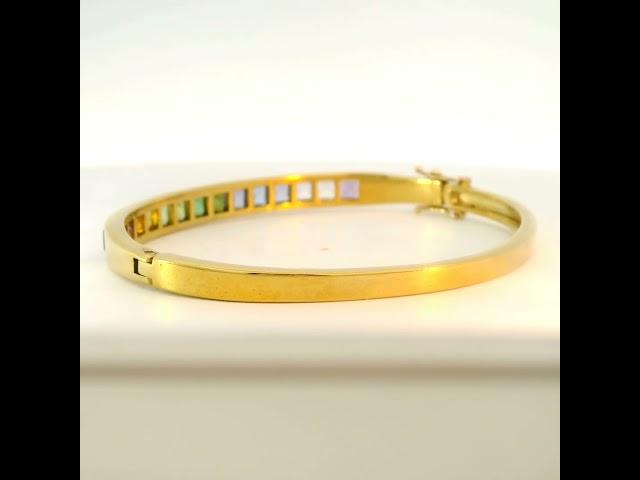 18k Mixed Gem Cuff #estatejewelry #rainbowjewelry #gemstonejewelry