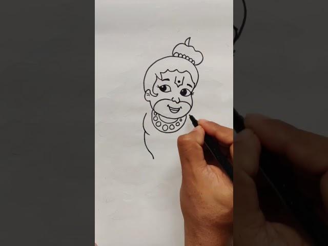 Quick simple and easy drawing of lord Hanuman face/ Hanumanji drawing for beginners/ Bajrangbali