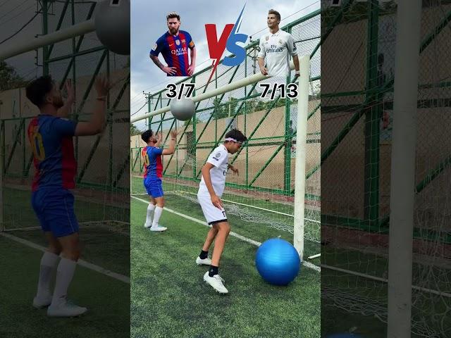 Post-hitting battle! Messi’s squat + throw vs Ronaldo’s power kicks!#football #ronaldo