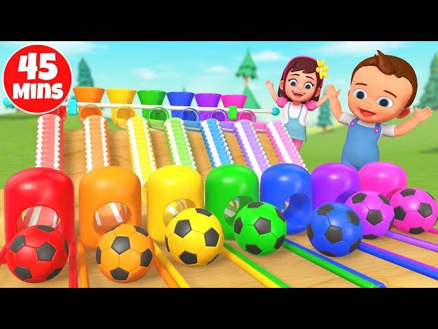 Learn Colors for Children with Color Soccer Balls Wooden Toys 3D Animation | Preschool Toddlers Edu