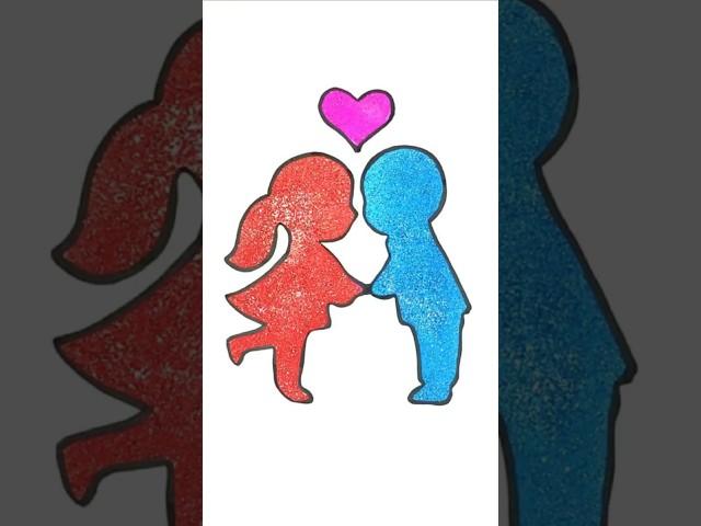 sand painting cute couple #satisfying #relaxing #sandpainting #trending #shorts  #art #sandart