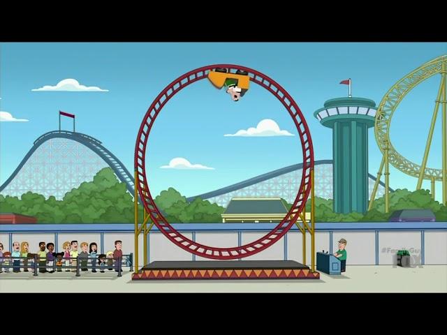 Peter Griffin rides a Single Loop Roller coaster : The Loop of Vomit