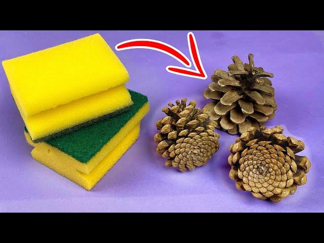 Look What I Made With Dish Sponge And Pine Cones! DIY Ideas