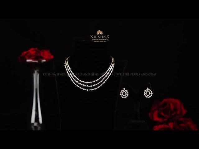 Exquisite Diamond Layered Necklace & Earrings | Krishna Jewellers Collection