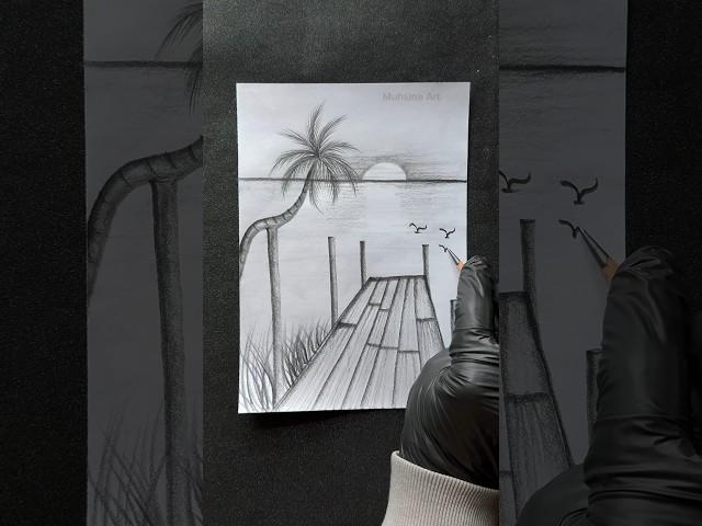 Easy landscaping drawing technique  #shorts #craft #art #drawing #crafts #satisfying