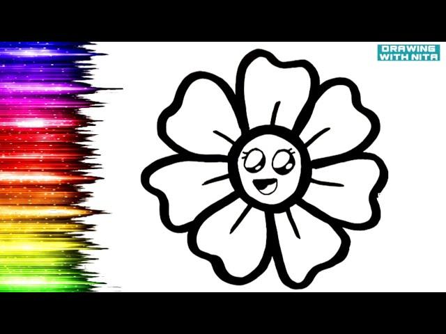 Flower  Drawing, Colouring for Kids, Toddlers, Drawing for Kids, ​ @DRAWINGWITHNITA