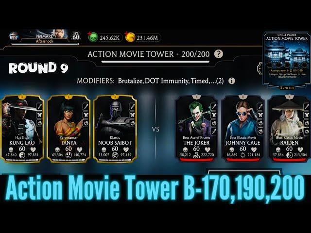 Action Movie Tower Boss Battle 200 & 170,190 Fight + Reward MK Mobile | 2024