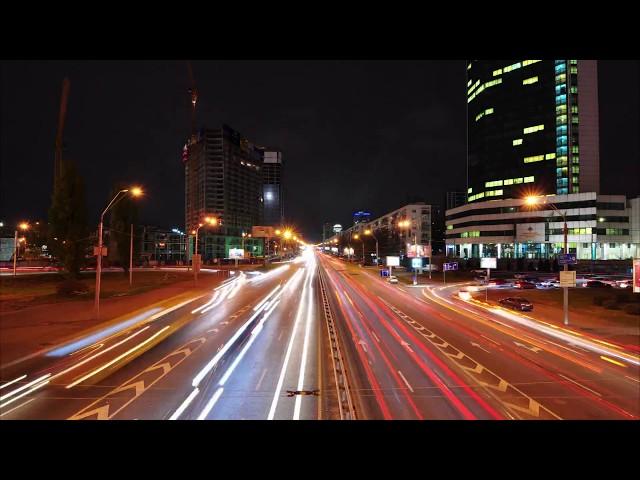 Night city traffic timelapse