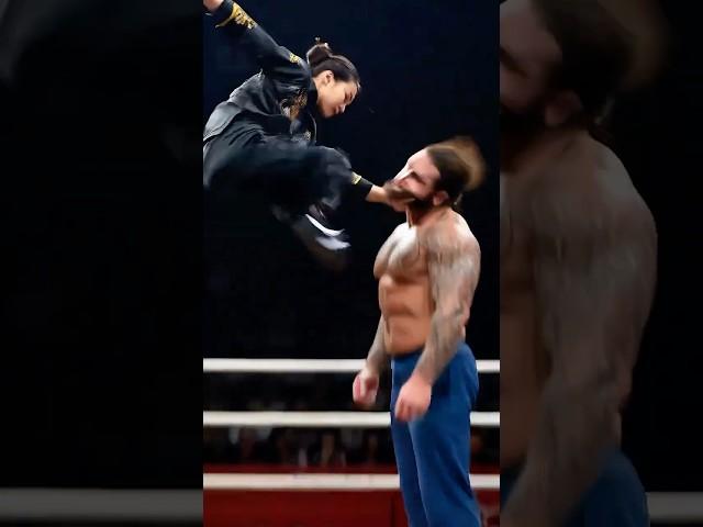 "Slap for flying leg!" The kung fu girl brutally beat and provoked the strong man #kungfu #fight
